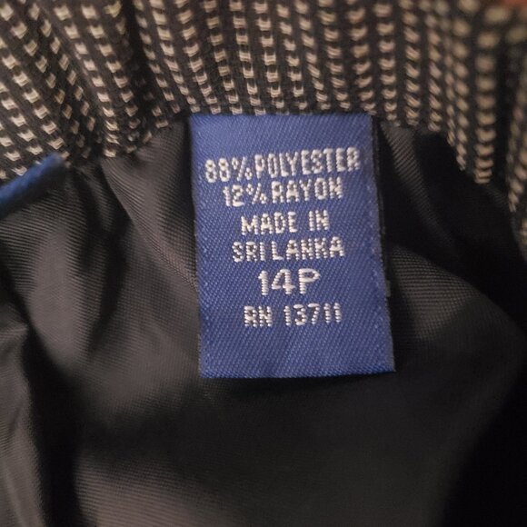 Karen Scott Skirt Size 14 Petite Black Cream Check Lined Zip Back - Picture 7 of 8